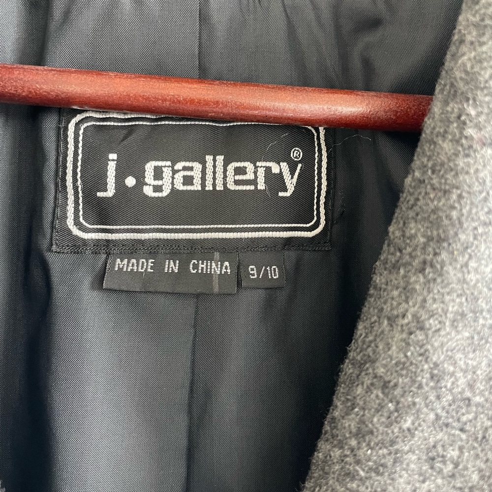 Vintage J. Gallery Wool Blend Gray Double Breasted Gold Buttons Coat - Picture 3 of 6